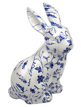 Blue and White Ceramic Rabbit