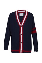 Navy Cardigan with Red & White Stripe 9.99
