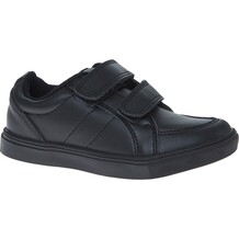Black Leather Double Strap Shoes