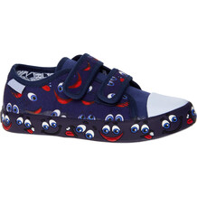 Blue Canvas Face Sneakers