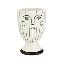 Large Santa White Black Plant Pot