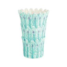 Contemporary Opulence Peacock Feather Ceramic Vase