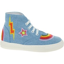 Blue Embroidered Twill Trainers