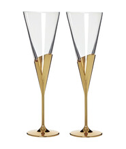 Two Pack Gold Plate Toasting Flutes