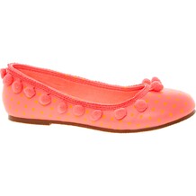 Neon Pink Pom Pom Trim Ballerinas