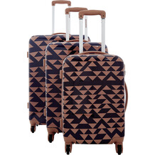 Navy And Brown Ikat Patterned Suitcases