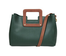 Green Handbag with Tan Handles