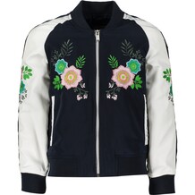 Navy & White Floral Embroidered Bomber Jacket
