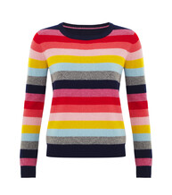 Multicolour Striped Jumper with Snowflake Elbows