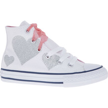 White Glitter Heart Trainers
