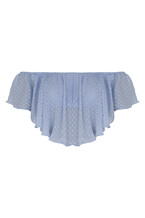 Off Shoulder Frill Top Blue