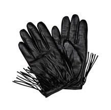 Black Leather Gloves with Tassels