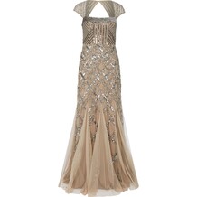 Nude Embellished Mesh Gown
