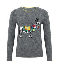 Grey Jumper with Christmas Zebra