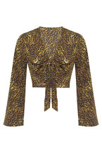 Leopard Tie Front Top