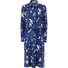 Blue & White Leopard Print Midi Dress