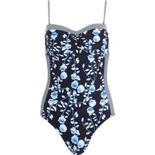 Blue Floral Patterned Swimsuit