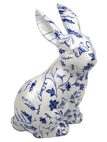 Blue and White Ceramic Rabbit