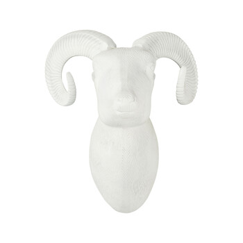 Neutral Christmas Ram Head Wall Ornament