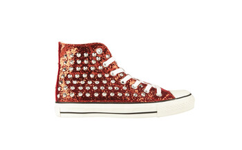 Red Sequin And Studed Trainers