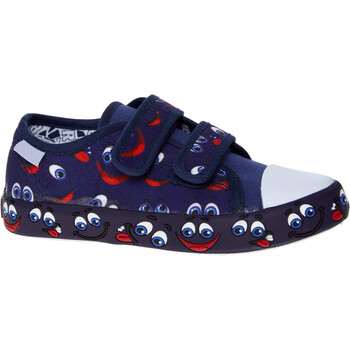 Blue Canvas Face Sneakers