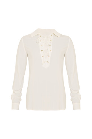 White Lace Up Shirt