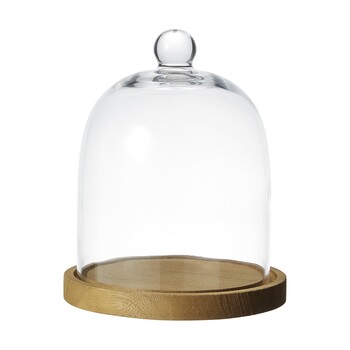 Glass Cloche Wood Base