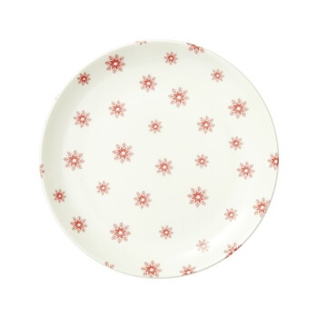 Red Snow Flake White Plate