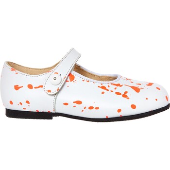 White Splattered Leather Dolly Shoes
