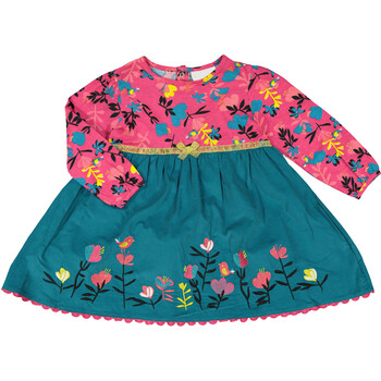 Pink And Teal Patterned Day Dress