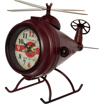 Red Metal Helicopter Clock