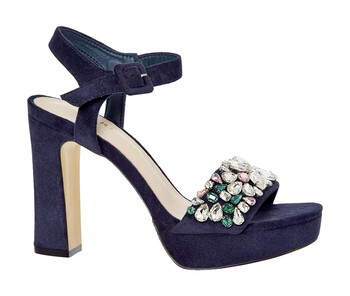 Navy Jewel Platform Sandals