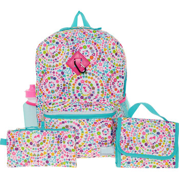 Colourful Heart Print Backpack Set