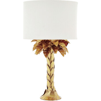 Large White And Gold Palm Tree Table Lamp
