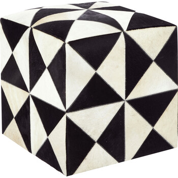 Black & White Triangle Patch Ottoman