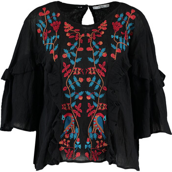 Black Leaf Embroidered Blouse