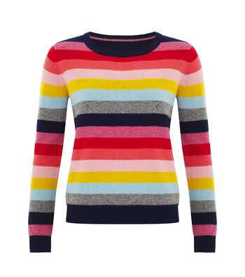 Multicolour Striped Jumper with Snowflake Elbows