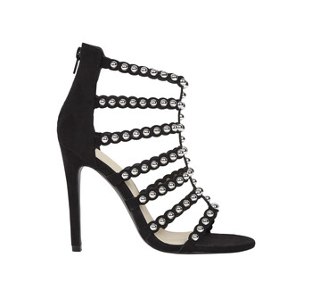 Stiletto Black Suede Heel with Silver Studs