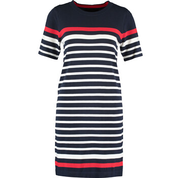Navy & White Striped Knitted Tunic Dress