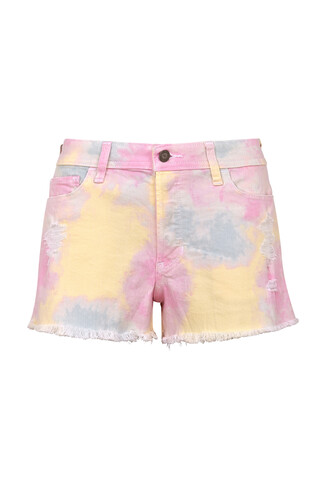 High Rise Tie Dye Denim Boyfriend Shorts