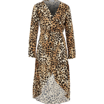 Brown Animal Print Midi Dress