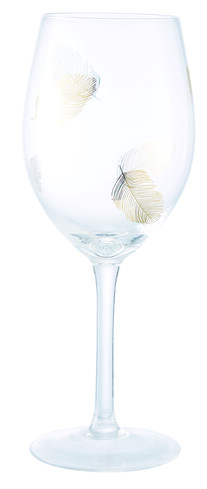Gold Feather Wine Glass