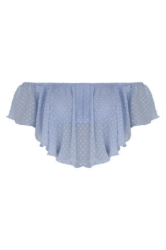 Off Shoulder Frill Top Blue