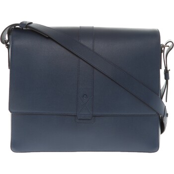 Blue Leather Messenger Bag