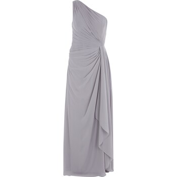 Grey One Shoulder Draped Maxi Dress