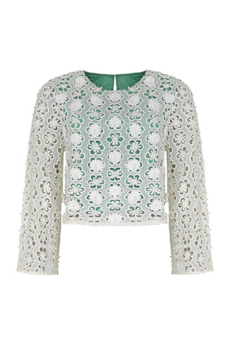 Floral Top White & Green Top