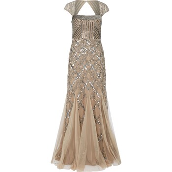 Nude Embellished Mesh Gown