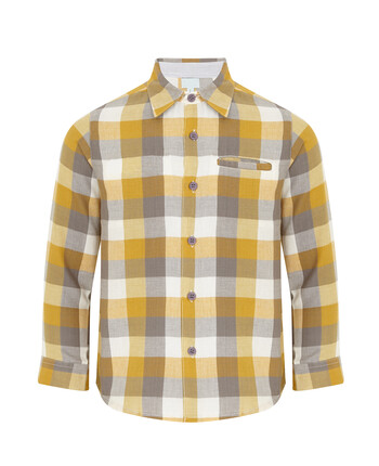 Orange Grey Checked Shirt