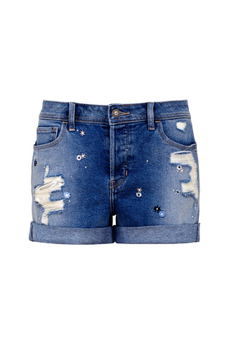 High Rise Blue Denim Boyfriend Shorts