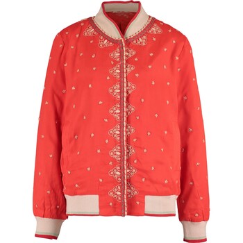 Red Embroidered Bomber Jacket